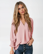 Smocked Cuff Crinkle Blouse