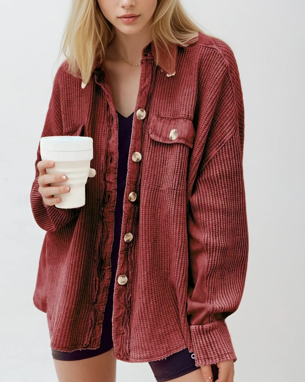 Elara Waffle Knit Shacket