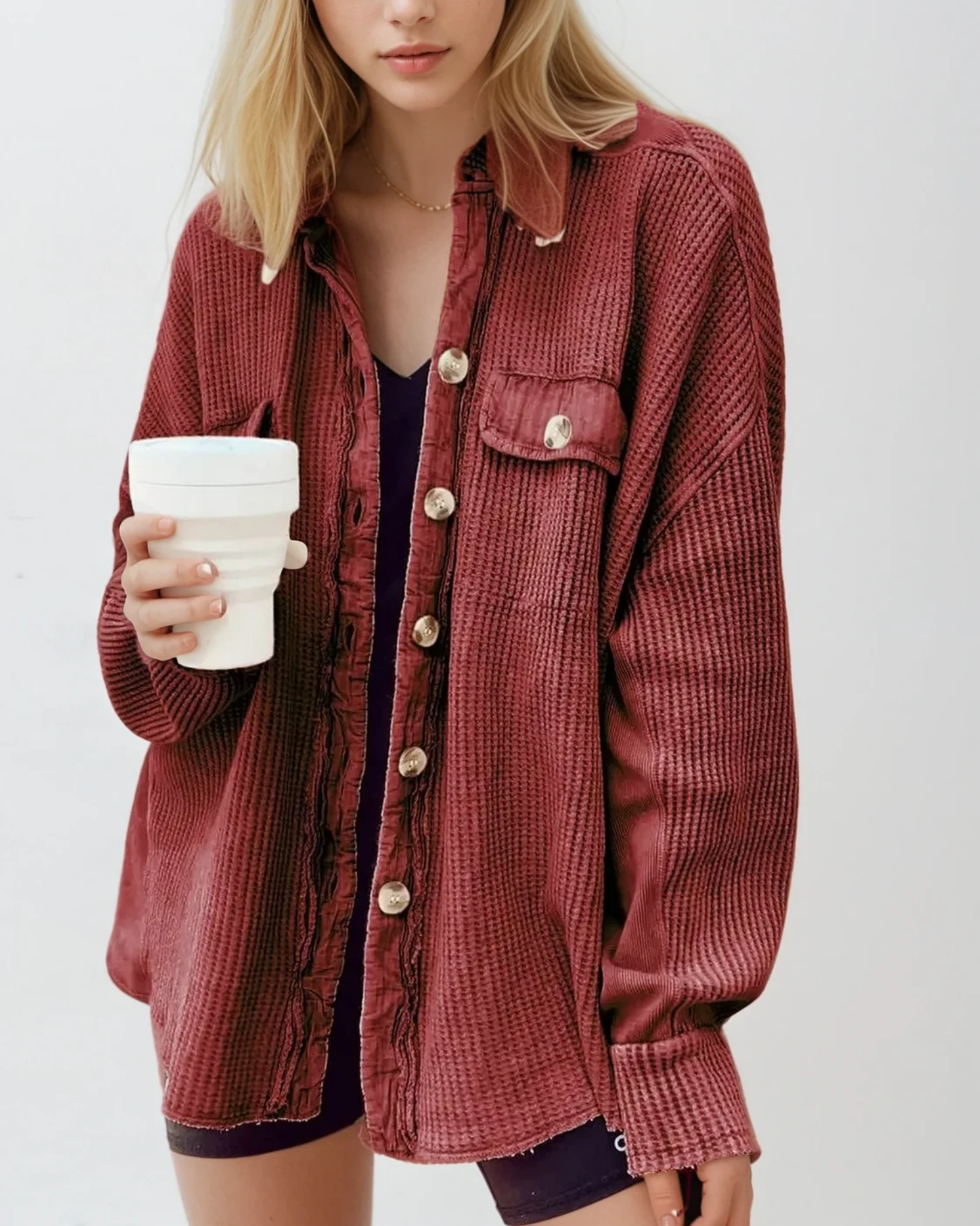 Elara Waffle Knit Shacket