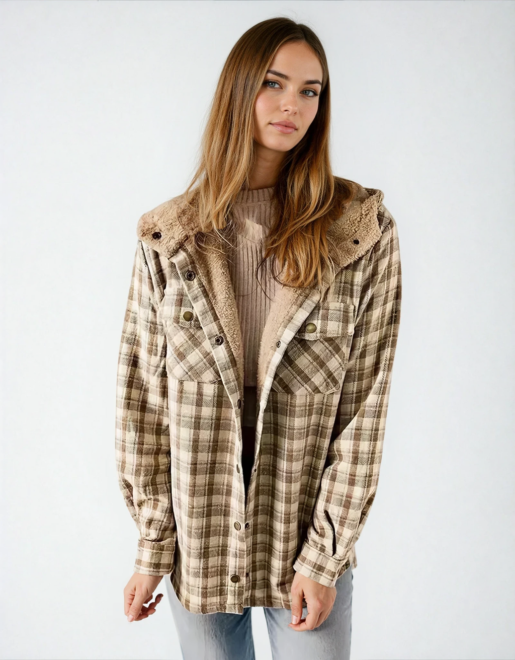 Teddy Lined Flannel Shacket